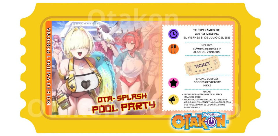 Pase Pool Party Otakon Viernes 31 Agosto